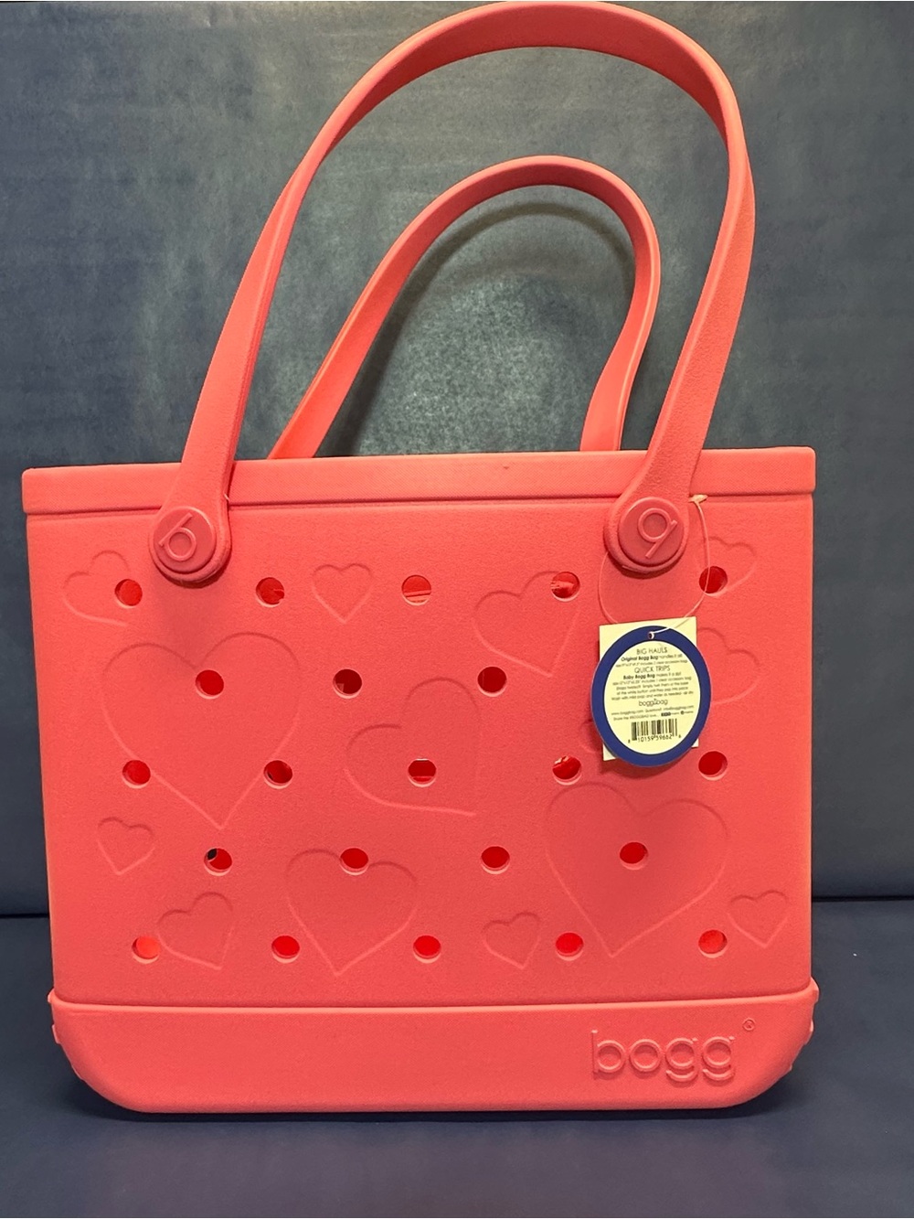 NWT Baby Bogg Medium Watermelon Pink Pressed Hearts Tote Bag